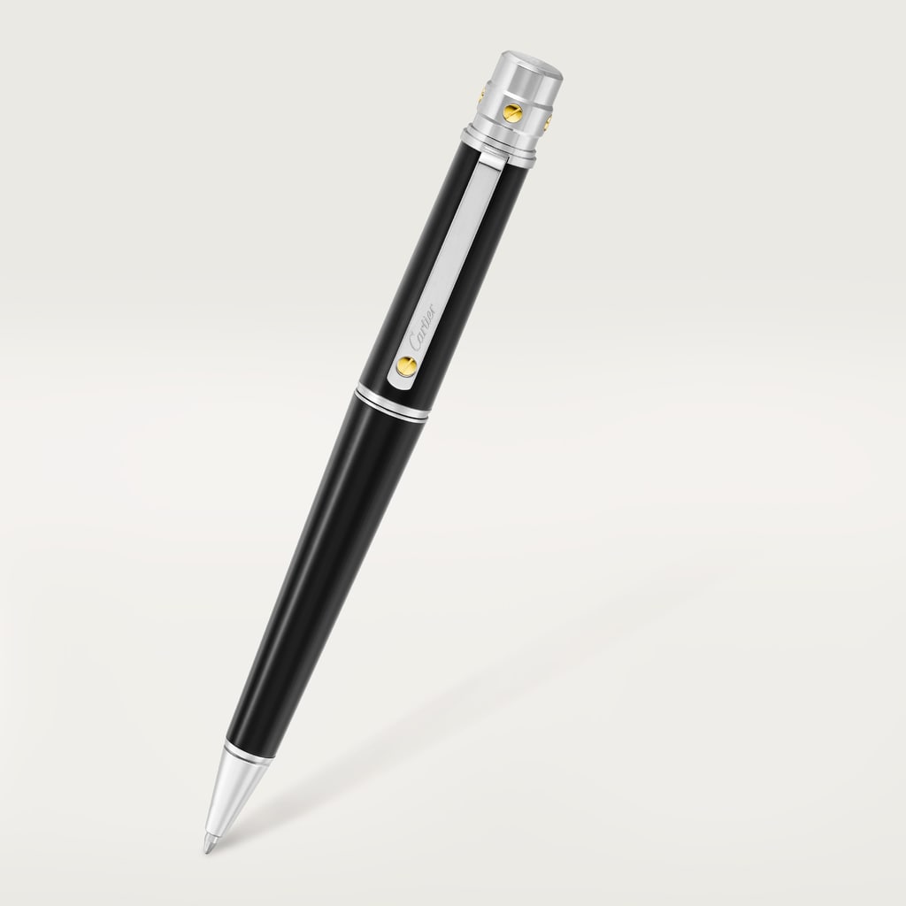 Santos de Cartier ballpoint penLarge model, composite, palladium and gold finishes