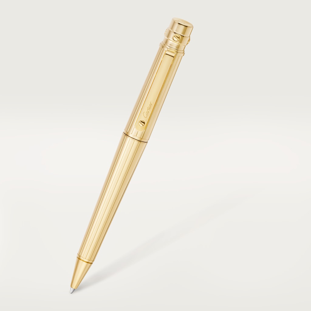 Santos de Cartier ballpoint penLarge model, engraved metal, gold finish