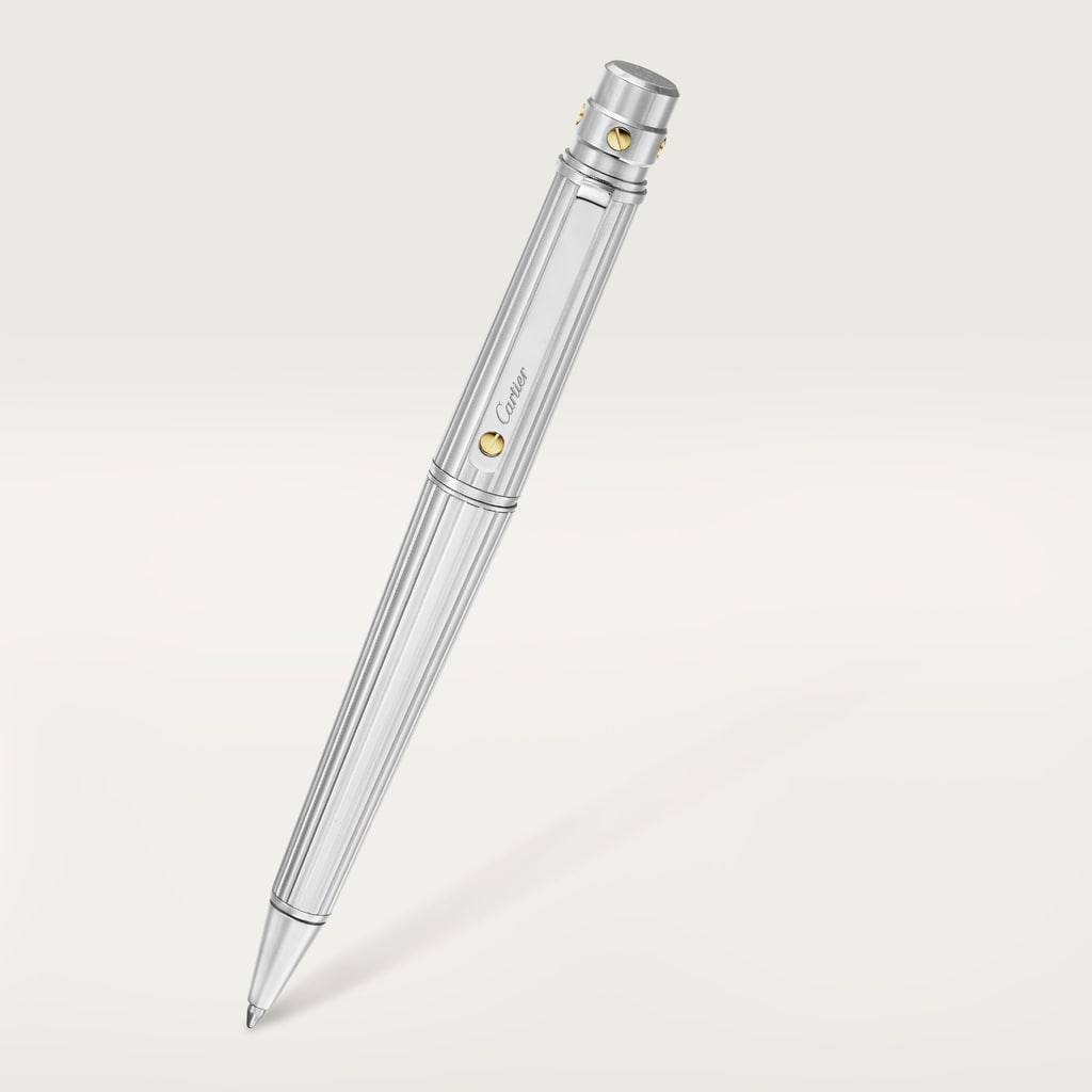 Santos de Cartier ballpoint penLarge model, engraved metal, palladium and gold finishes