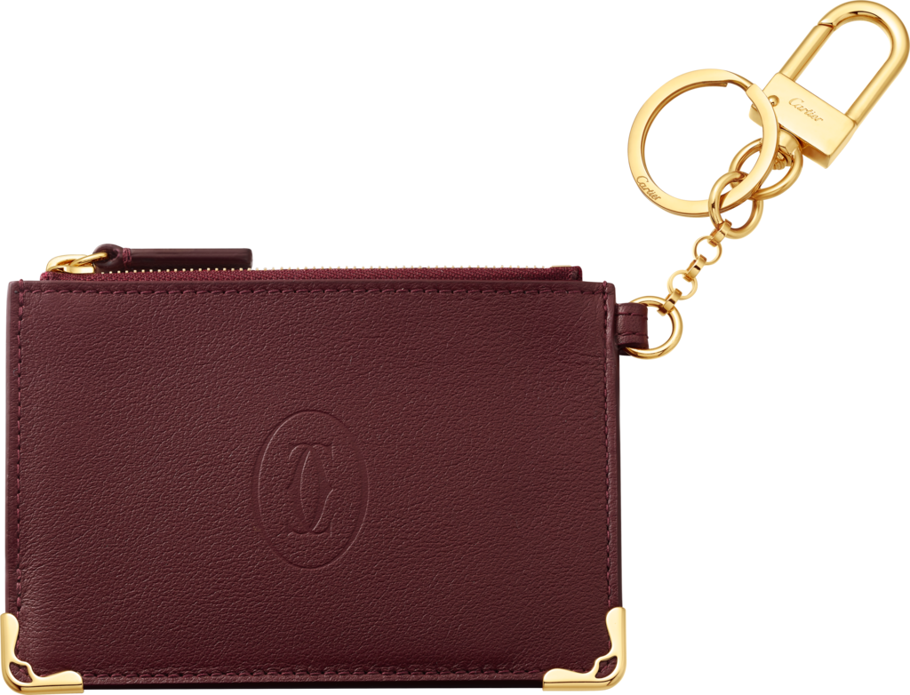 Must de Cartier key ring pouchBurgundy calfskin, golden finish