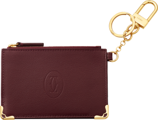 Must de Cartier key ring pouch Burgundy calfskin, golden finish