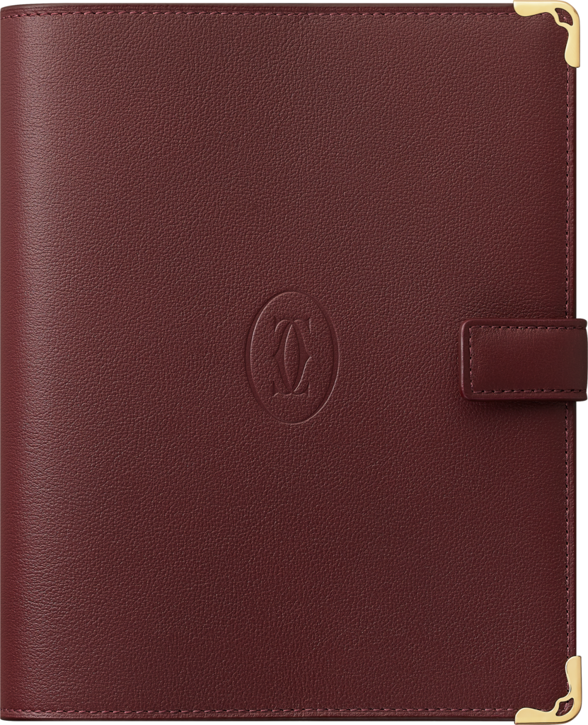 Must de Cartier SM notebook coverBurgundy calfskin, golden finish