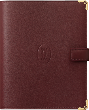 Must de Cartier SM notebook cover Burgundy calfskin, golden finish