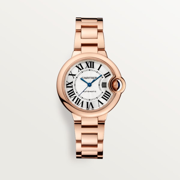 Ballon Bleu de Cartier watch 33 mm, mechanical movement with automatic winding, rose gold