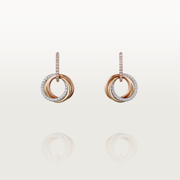 Trinity earrings White gold, yellow gold, rose gold, diamonds