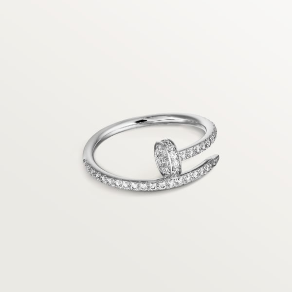 Juste un Clou ring, small model, semi-paved White gold, diamonds