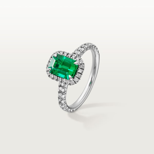 Cartier Destinée Solitaire with coloured stone Platinum, emerald, diamonds