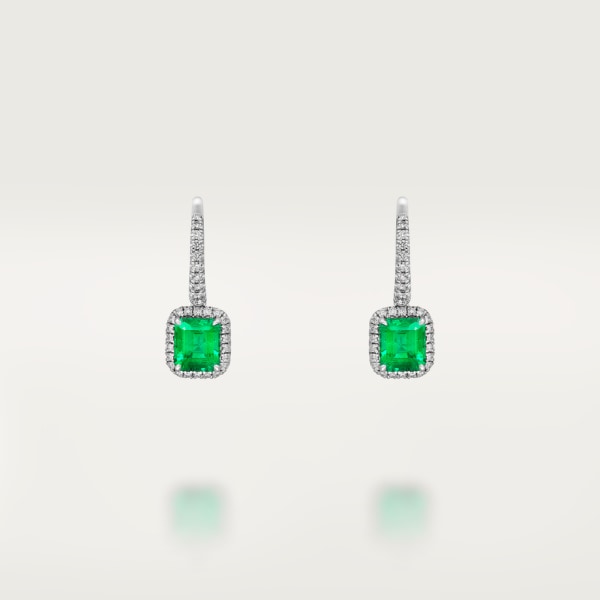 Cartier Destinée earrings with coloured stone White gold, emerald, diamonds