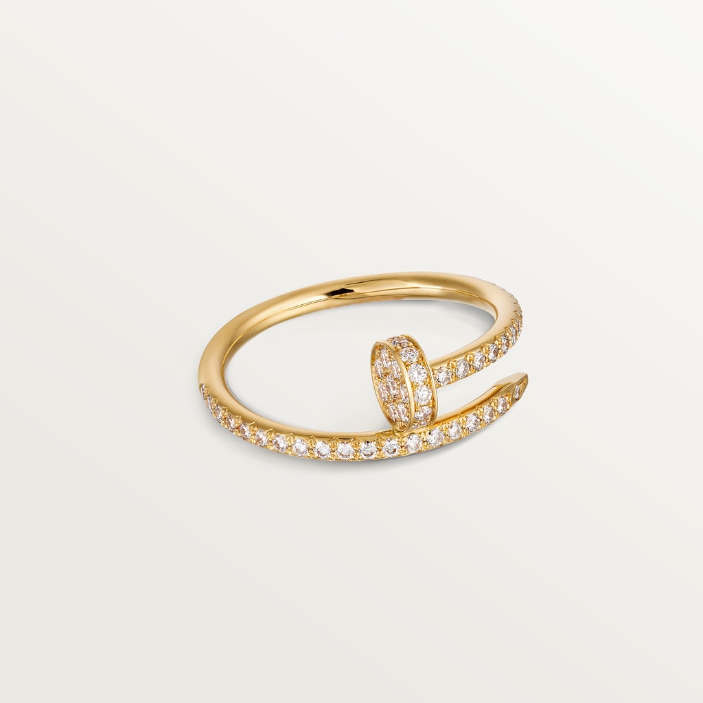 Juste un Clou ring, small model, semi-pavedYellow gold, diamonds