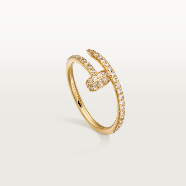 Juste un Clou ring, small model, semi-paved Yellow gold, diamonds