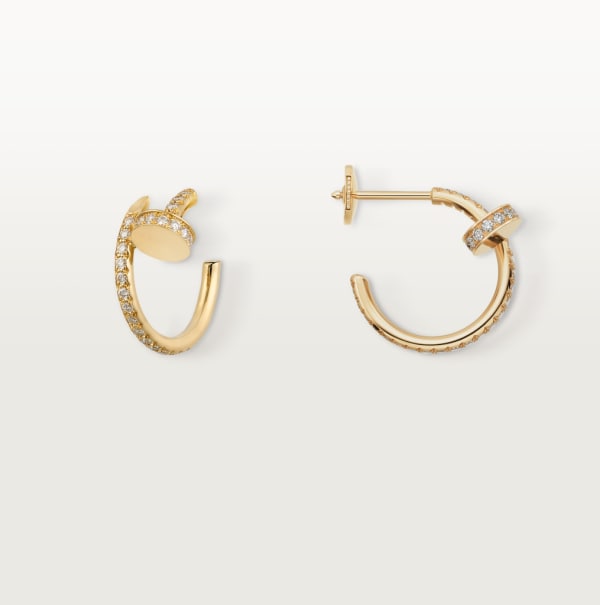 Juste un Clou hoop earrings, small model, paved Yellow gold, diamonds