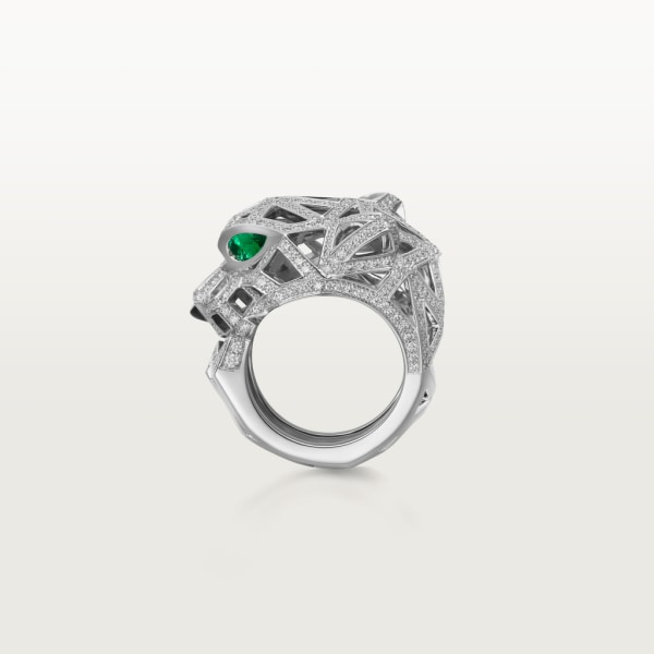 Panthère de Cartier ring White gold, onyx, emeralds, diamonds