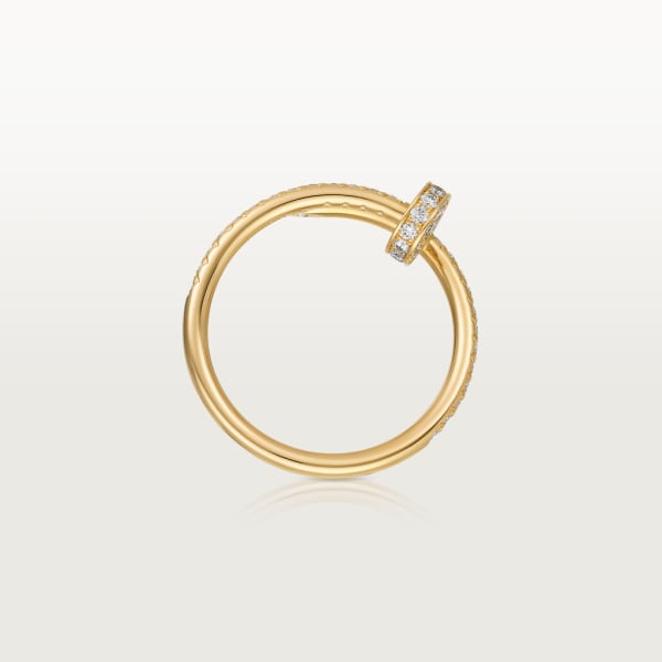 Juste un Clou ring, small model, semi-paved Yellow gold, diamonds