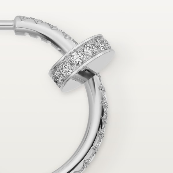 Juste un Clou hoop earrings, small model, paved White gold, diamonds