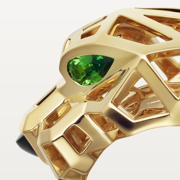 Panthère de Cartier ring Yellow gold, onyx, tsavorite garnets