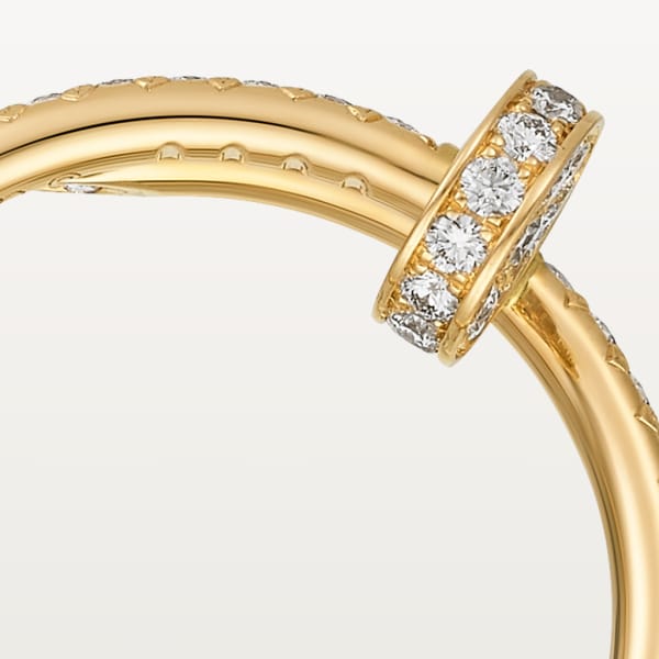 Juste un Clou ring, small model, semi-paved Yellow gold, diamonds