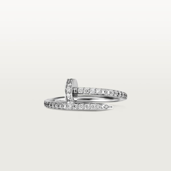 Juste un Clou ring, small model, semi-paved White gold, diamonds