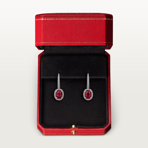 Cartier Destinée earrings with coloured stone White gold, rubies, diamonds