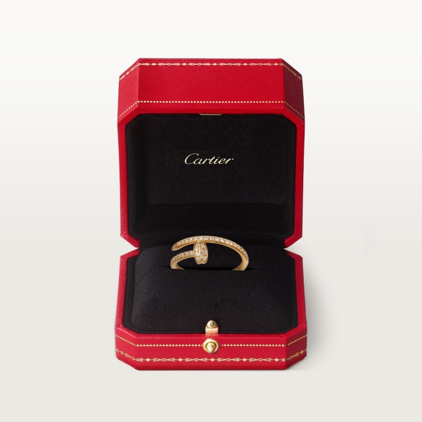 Juste un Clou ring, small model, semi-paved Yellow gold, diamonds