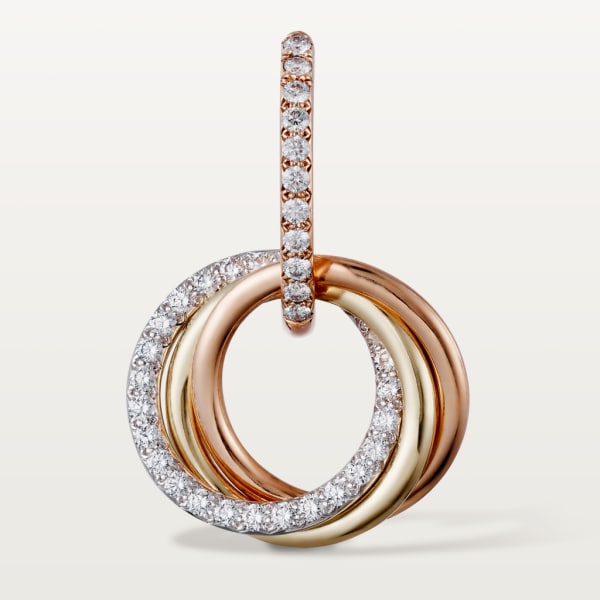 Trinity earrings, semi-paved White gold, yellow gold, rose gold, diamonds