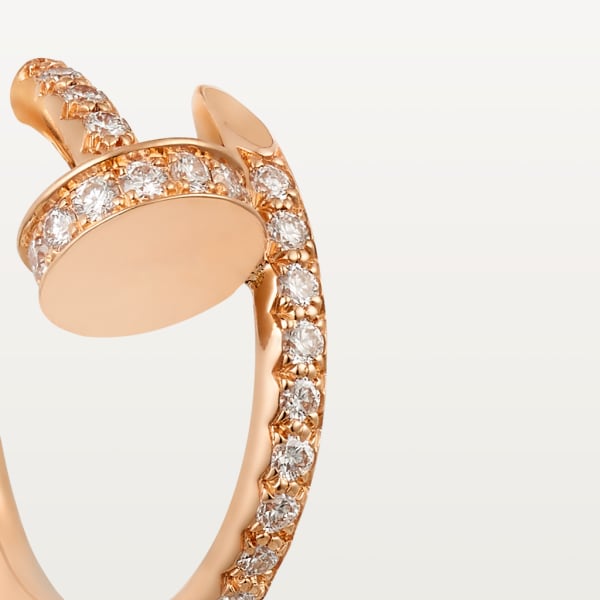 Juste un Clou hoop earrings, small model, paved Rose gold, diamonds