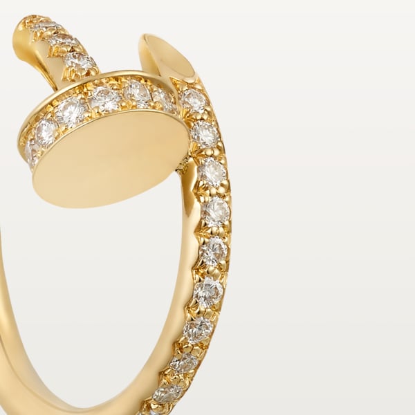 Juste un Clou hoop earrings, small model, paved Yellow gold, diamonds