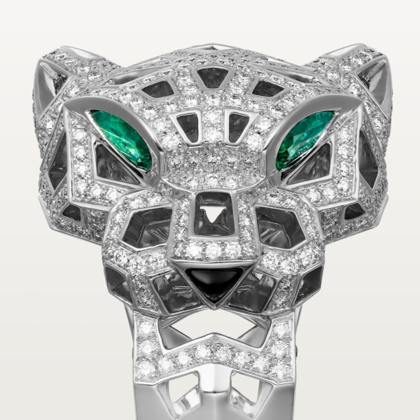 Panthère de Cartier ring White gold, onyx, emeralds, diamonds