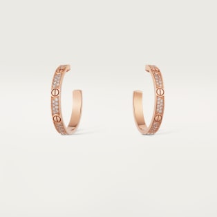 <span class='lovefont'>A </span> hoop earrings, medium model, paved Rose gold, diamond