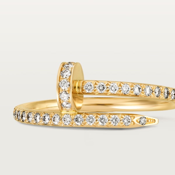 Juste un Clou ring, small model, semi-paved Yellow gold, diamonds