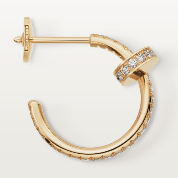 Juste un Clou hoop earrings, small model, paved Yellow gold, diamonds