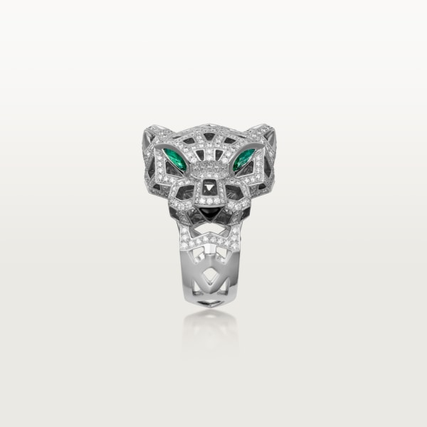 Panthère de Cartier ring White gold, onyx, emeralds, diamonds