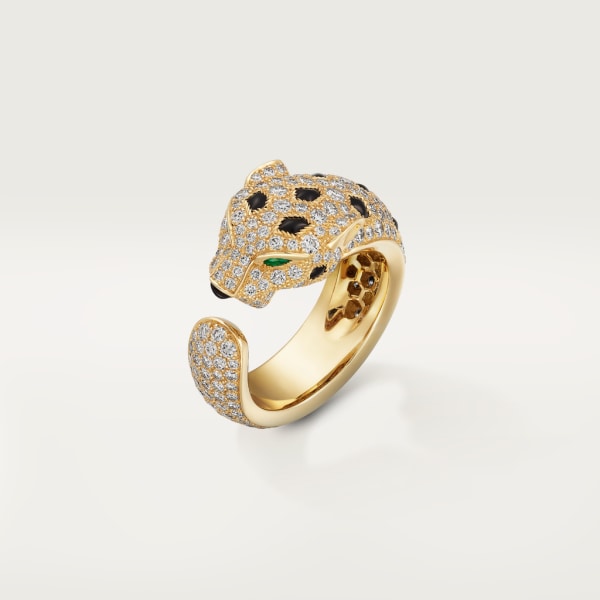 Panthère de Cartier ring Yellow gold, emeralds, onyx, diamonds