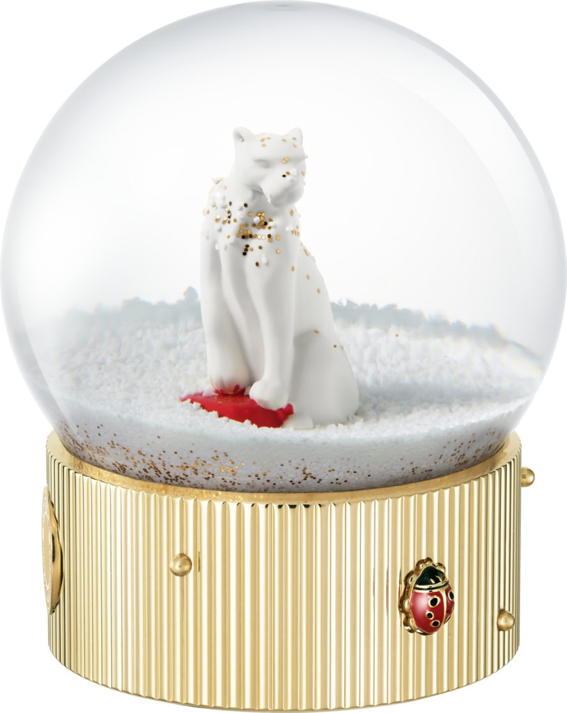 Diabolo de Cartier snow globeGlass, lacquered gold-finish metal