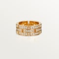 Maillon Panthère ring, 3 half diamond-paved rows Rose gold, diamonds