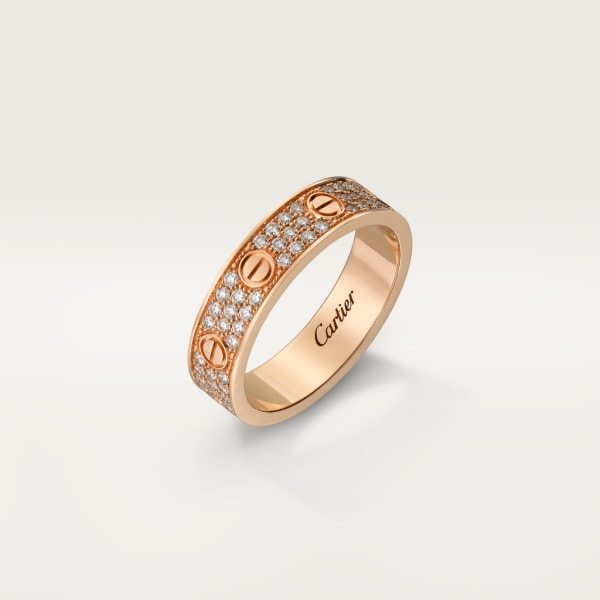 Love ring, small model, paved Rose gold, diamonds