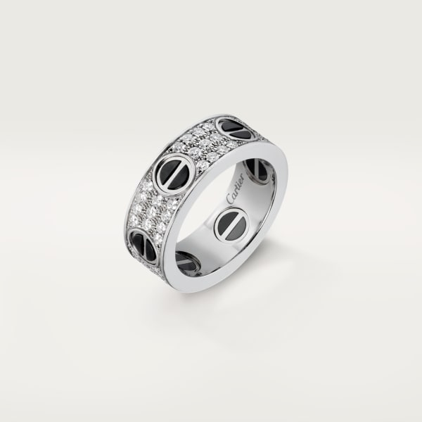 Love ring, diamond-paved, ceramic White gold, ceramic, diamonds