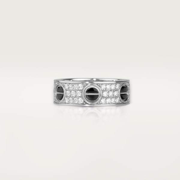 Love ring, classic model, paved, ceramic White gold, ceramic, diamonds