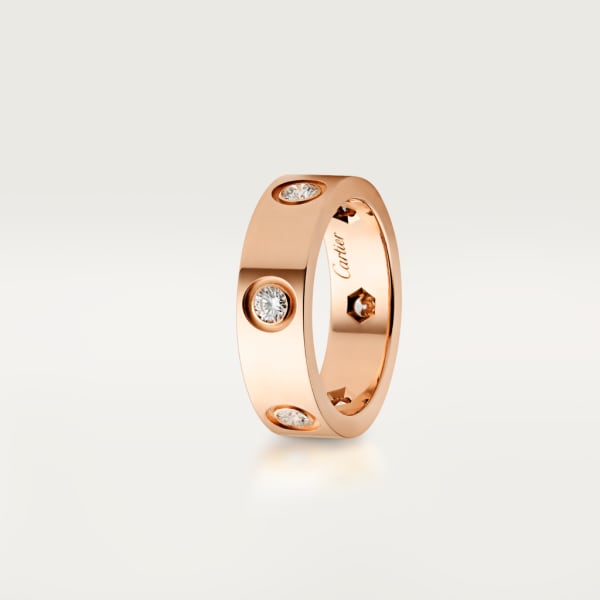 Love ring, classic model, 6 diamonds Rose gold, diamonds