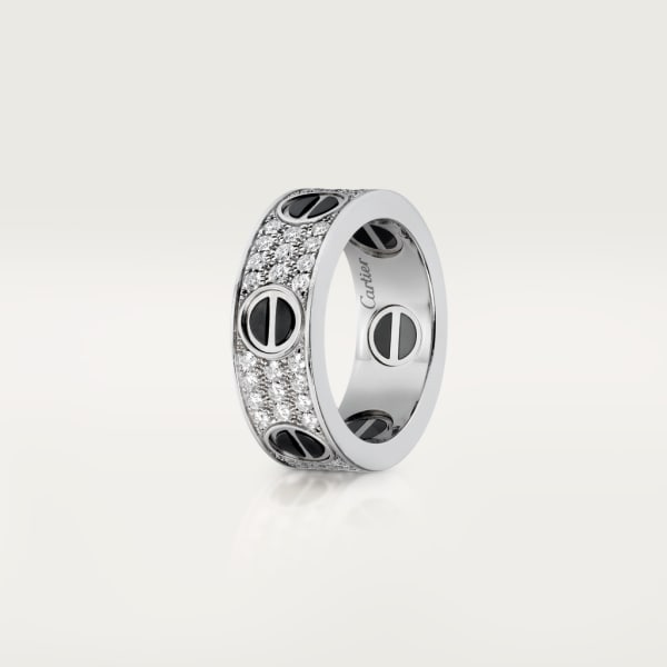 Love ring, diamond-paved, ceramic White gold, ceramic, diamonds