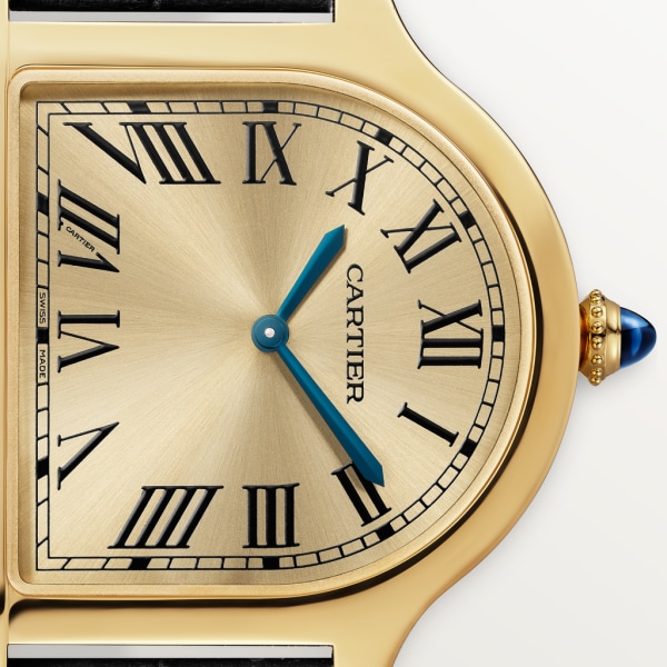 Cloche de Cartier watch Large model, hand-wound movement, 18K yellow gold, leather