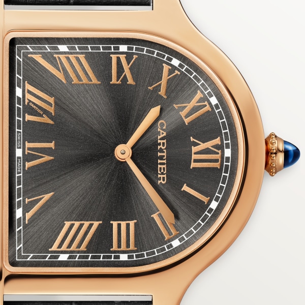 Cloche de Cartier watch Large model, hand-wound movement, 18K rose gold, leather