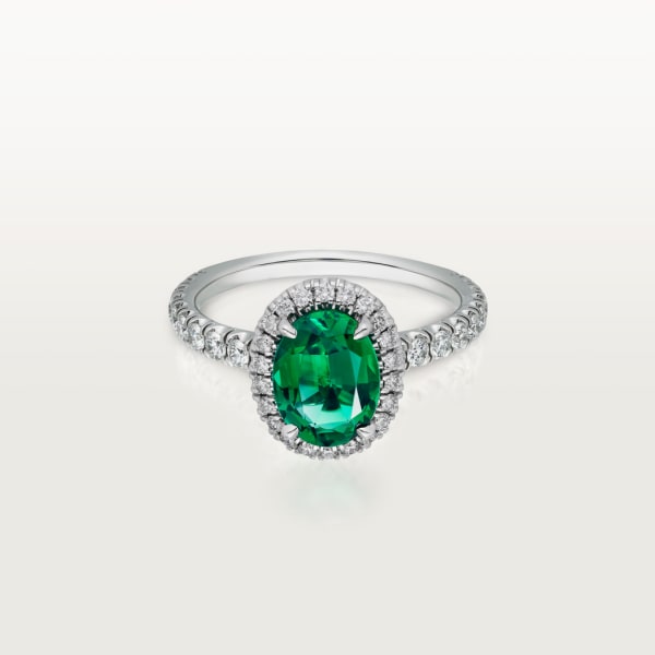 Cartier Destinée Solitaire with coloured stone Platinum, emerald, diamonds