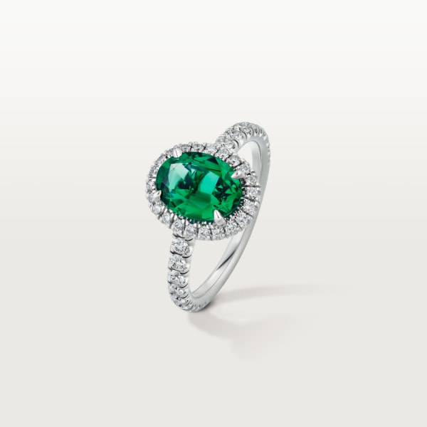 Cartier Destinée Solitaire with coloured stone Platinum, emerald, diamonds