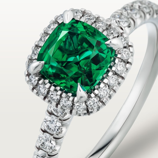 Cartier Destinée Solitaire with coloured stone Platinum, emerald, diamonds