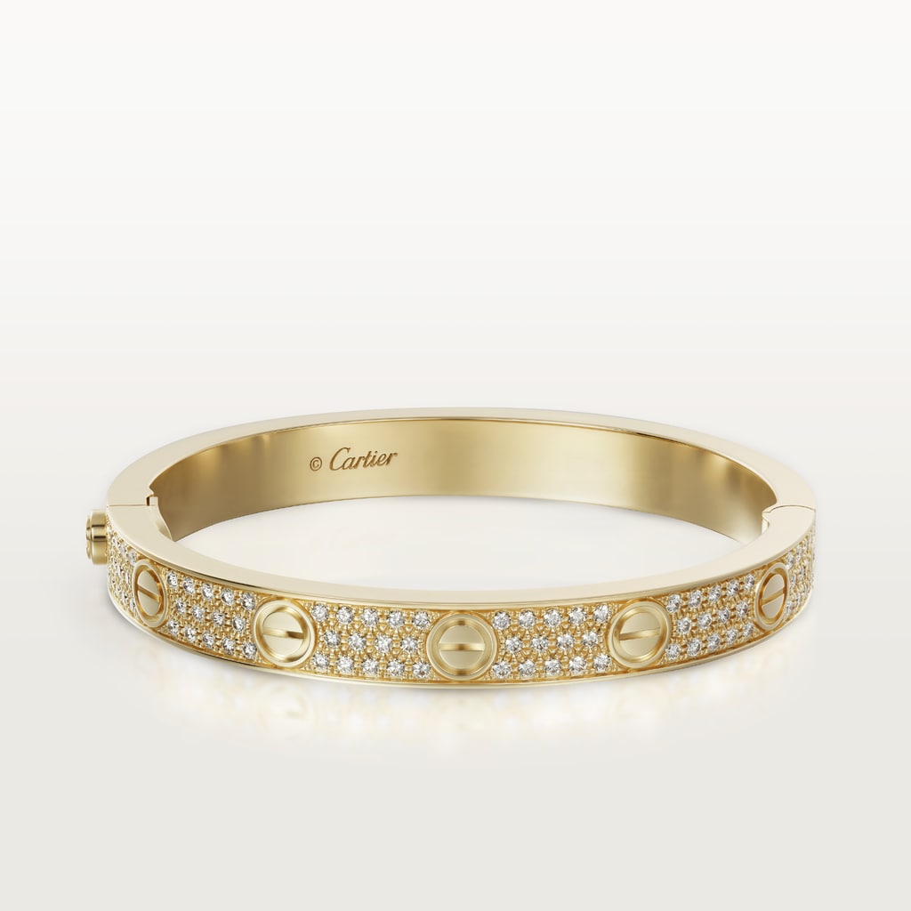 Love bracelet, classic model, pavedYellow gold, diamonds