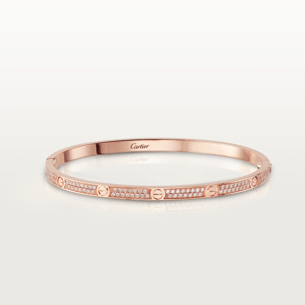 Love bracelet, small model, pavedRose gold, diamonds