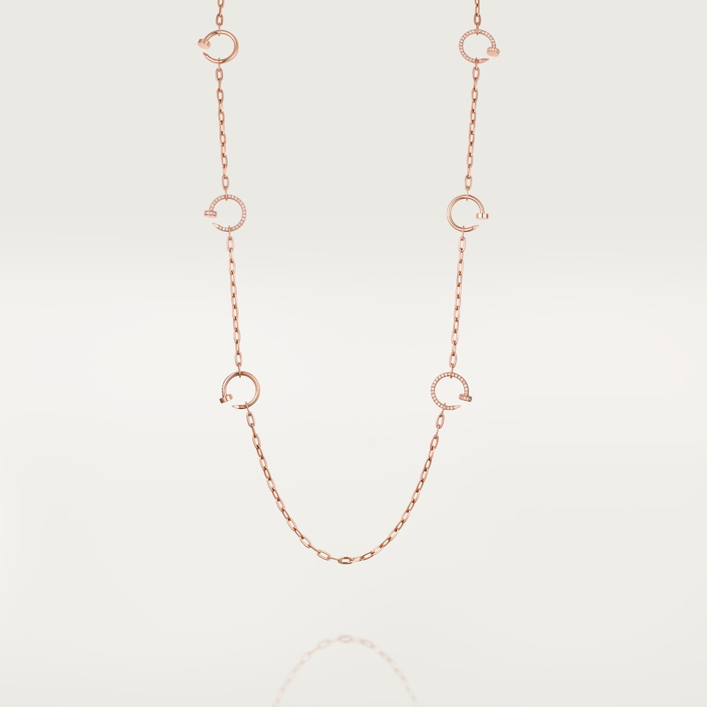 Juste un Clou long necklace, semi-pavedRose gold, diamonds