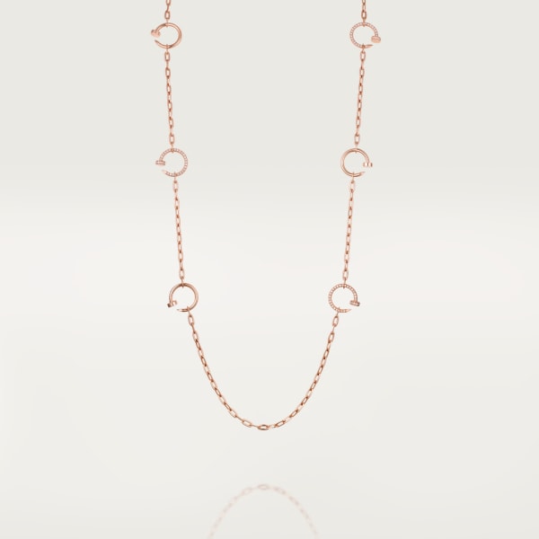 Juste un Clou long necklace, semi-paved Rose gold, diamonds