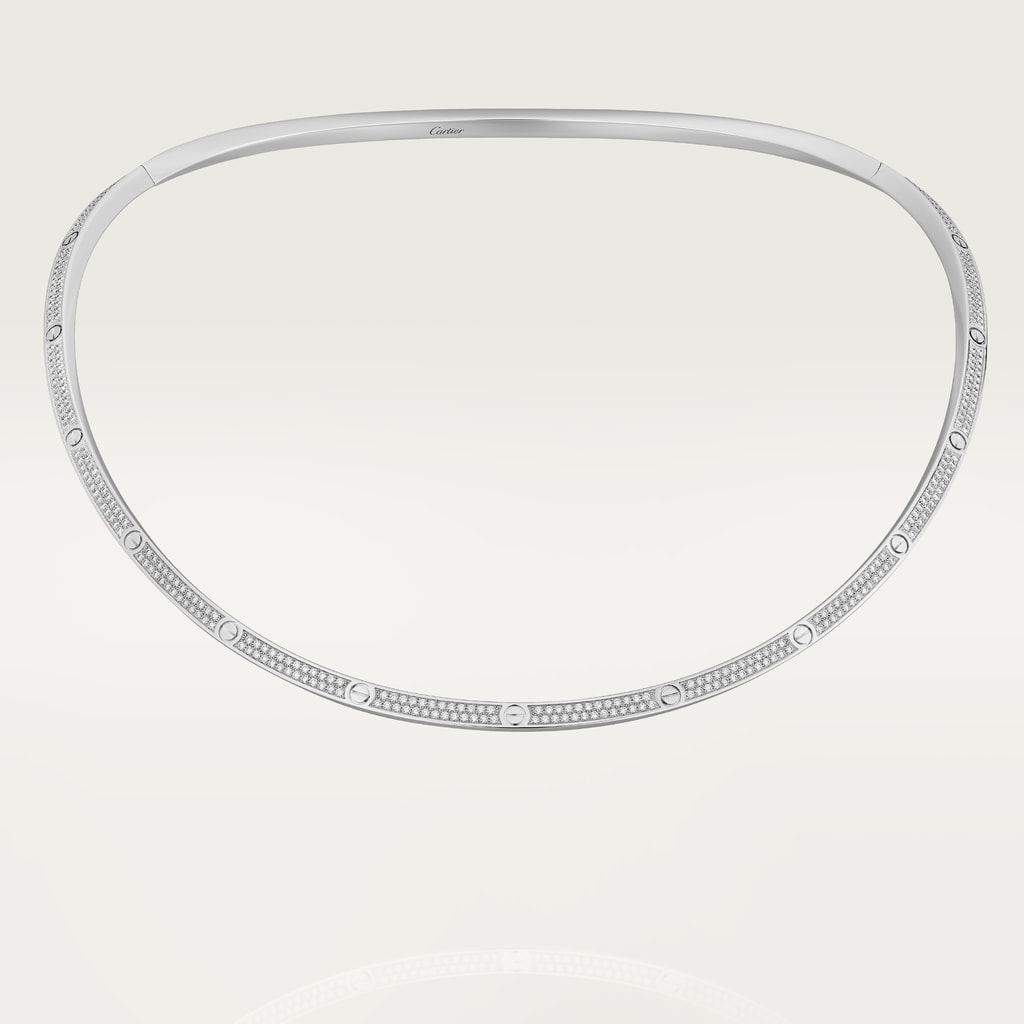 Love torque necklace, pavedWhite gold, diamond