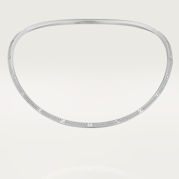 Love torque necklace, paved White gold, diamond